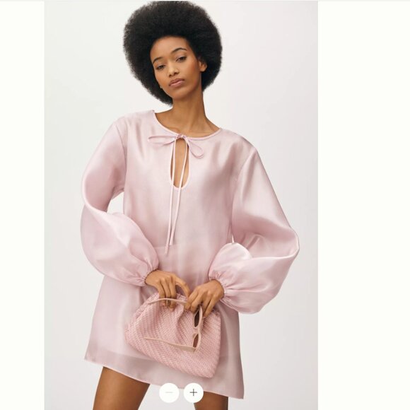 Anthropologie Pink Satin Dress - Picture 1 of 8